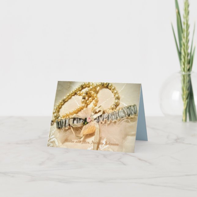 Elegant Pearls and Lace Themed Thank You Card (Front)