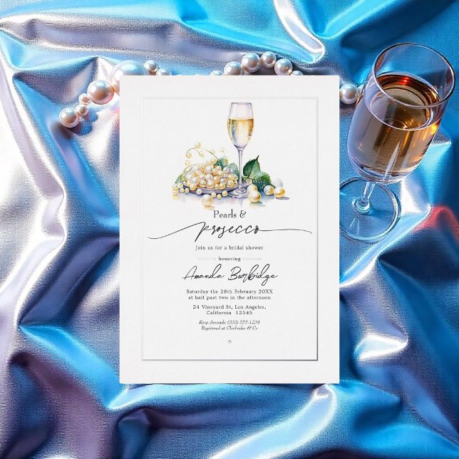 Elegant Pearls and Prosecco Bridal Shower (Elegant Pearls and Prosecco Bridal Shower Foil Invitation)
