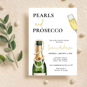 Elegant Pearls and Prosecco Bridal Shower  Invitation