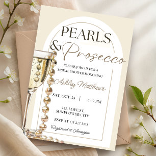 Elegant Pearls And Prosecco Bridal Shower Invitation