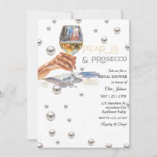 Elegant Pearls and Prosecco Bridal Shower  Invitation