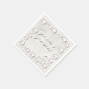 Elegant pearls and prosecco bridal shower napkin