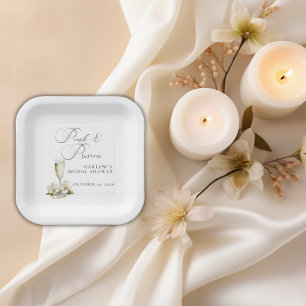 Elegant Pearls and Prosecco Bridal Shower  Paper Plate