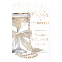 Elegant Pearls and Prosecco Bridal Shower Poster