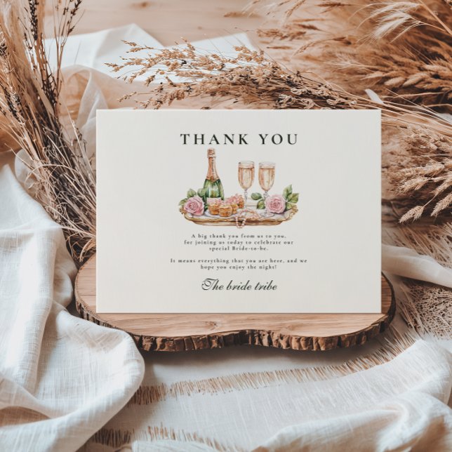 Elegant Pearls and Prosecco Bridal Shower Thank You Card (Creator Uploaded)
