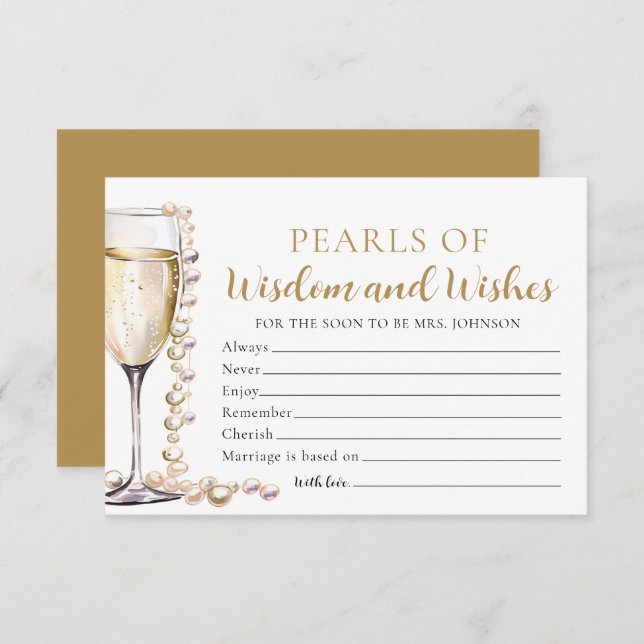Elegant Pearls and Prosecco Pearls of Wisdom Card (Front/Back)