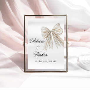 Elegant Pearls Bow Advice and Wishes Sign