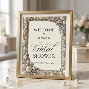 Elegant Pearls Bridal Shower Acrylic Sign