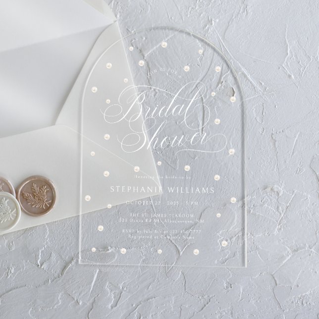 Elegant Pearls Bridal Shower Arch Acrylic Invitations (Creator Uploaded)