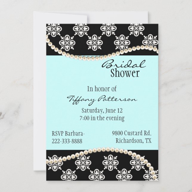 Elegant Pearls Bridal Shower Invitation (Front)