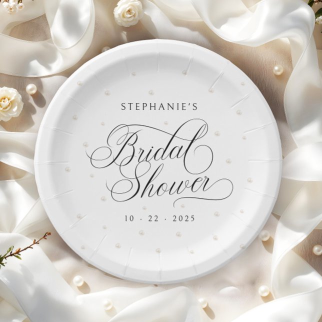 Elegant Pearls Bridal Shower Paper Plate (Creator Uploaded)