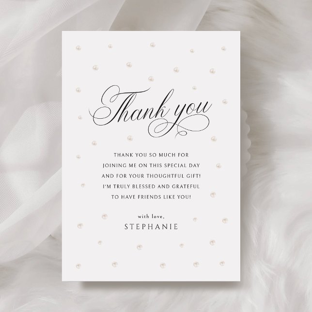 Elegant Pearls Bridal Shower  Thank You Card (Creator Uploaded)