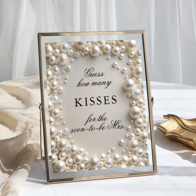 Elegant Pearls How Many Kisses Bridal Shower Game Poster (Creator Uploaded)