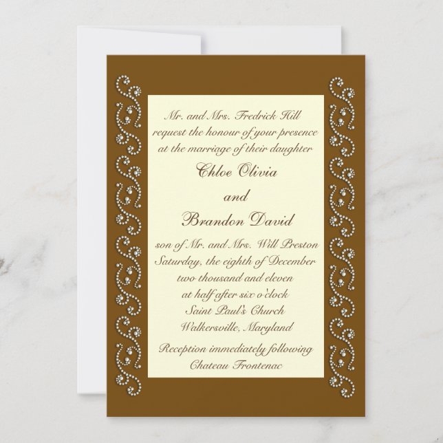 Elegant Pearls on Ivory Wedding Invitation (Front)