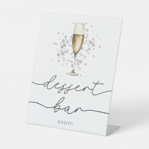 Elegant Pearls & Prosecco Bridal Shower Desser Bar Pedestal Sign