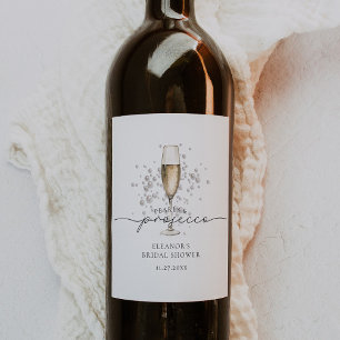 Elegant Pearls & Prosecco Bridal Shower Favour Wine Label