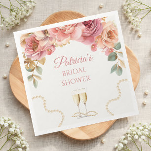 Elegant Pearls & Prosecco Bridal Shower Napkin