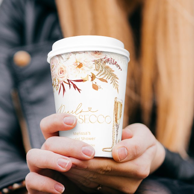 Elegant Pearls & Prosecco Bridal Shower Paper Cups (Creator Uploaded)