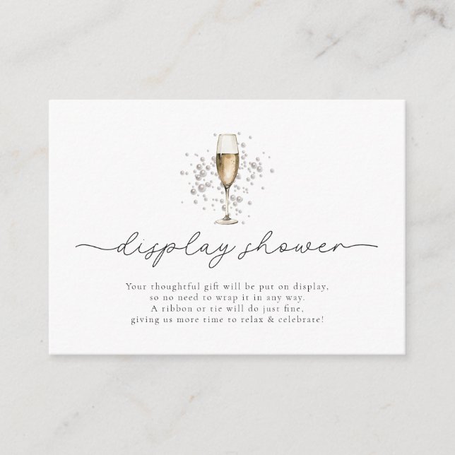 Elegant Pearls & Prosecco Display Shower Enclosure Card (Front)