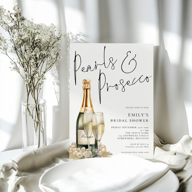 Elegant Pearls Prosecco Glasses Bridal Shower Invitation (Creator Uploaded)