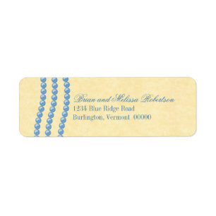 Elegant Pearls Return Address Labels, Blue