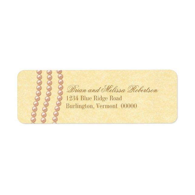 Elegant Pearls Return Address Labels, Champagne (Front)