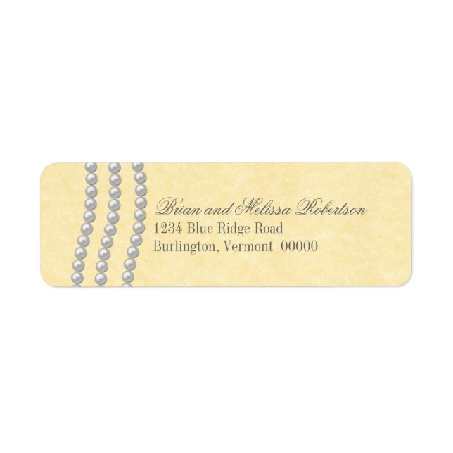 Elegant Pearls Return Address Labels, Ivory (Front)