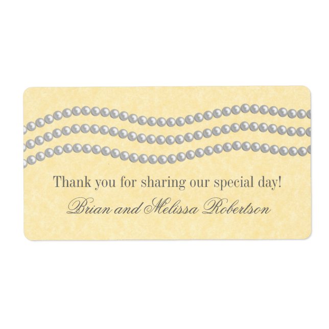 Elegant Pearls Wedding Labels, Ivory (Front)