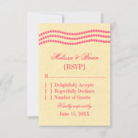 Elegant Pearls Wedding Response Card, Magenta
