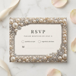Elegant Pearls Wedding RSVP Card