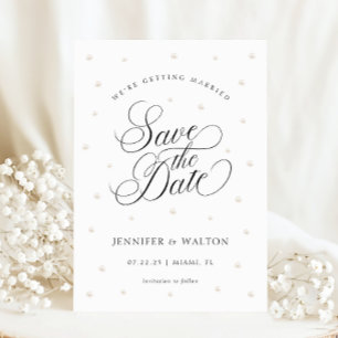 Elegant Pearls Wedding Save the Date Invitation