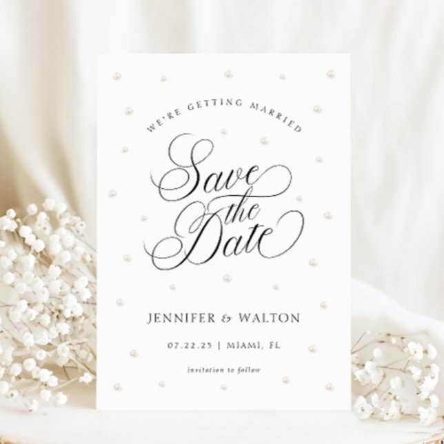 Elegant Pearls Wedding Save the Date Invitation (Creator Uploaded)