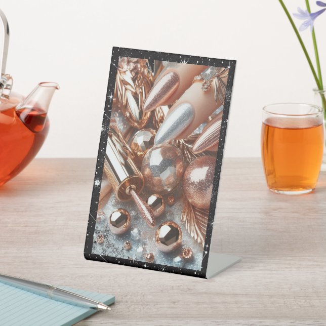 Elegant Pedestal Sign with Glamourous Metallic Fin (In SItu)