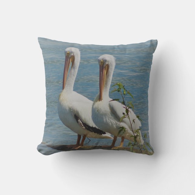 Elegant Pelicans Pillow (Front)