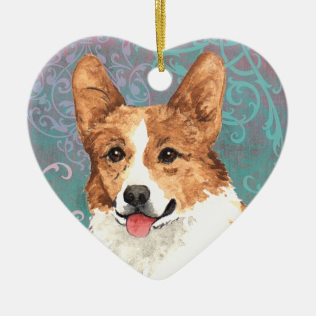 Elegant Pembroke Welsh Corgi Ceramic Tree Decoration (Front)