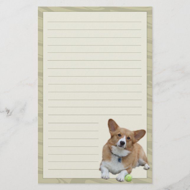 Elegant Pembroke Welsh Corgi Stationery (Front)