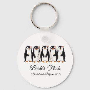 Elegant Penguin Bride's Flock Bachelorette Key Ring