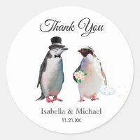 Elegant Penguin Couple Thank You Wedding