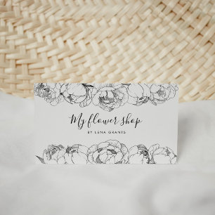 Elegant peonies flowers chic business card