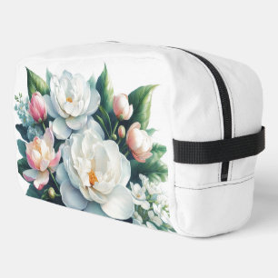 Elegant Peonies Pink White Floral Toiletry Bag