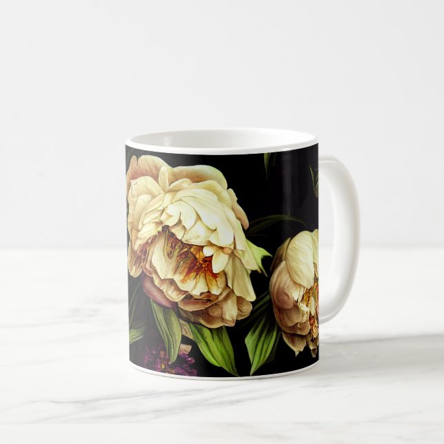 Elegant Peonies & Roses Coffee Mug (Front Right)