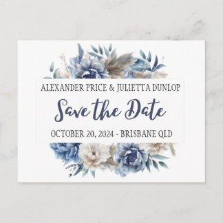 Elegant peonies, roses & pampas - Save the date Postcard