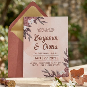 Elegant Peonies Watercolor Wedding Invitation