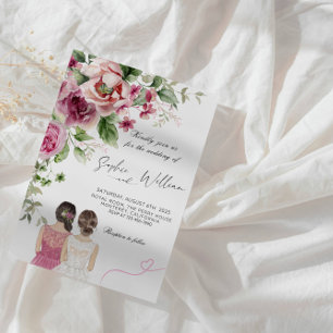 Elegant Peony and Rose Floral Wedding Party Invitation