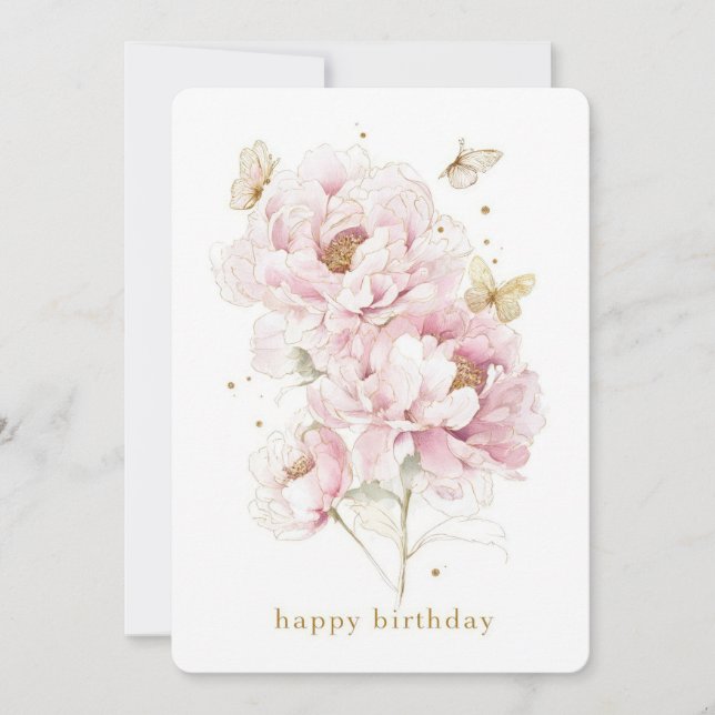 Elegant Peony Birthday Card (Front)
