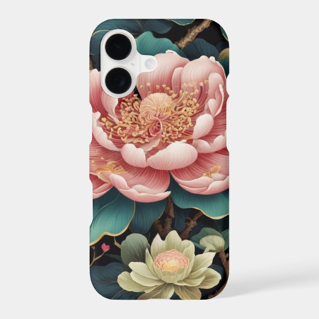 Elegant Peony Blossom Botanical Art iPhone Case (Back)