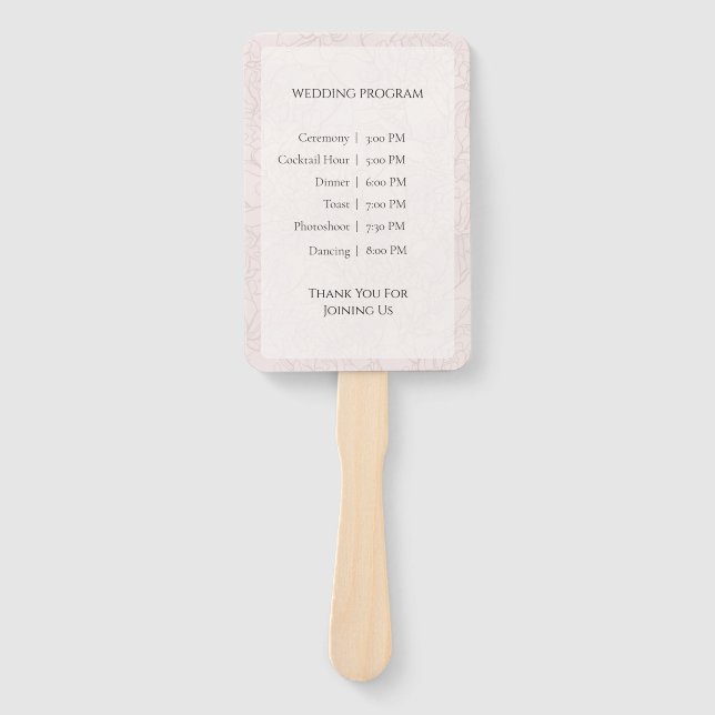 Elegant Peony Blush Floral Wedding Program Fan (Front)