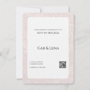 Elegant Peony Blush Floral Wedding RSVP Card with