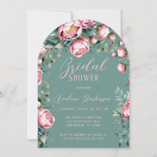 Elegant Peony Bouquet In Watercolor Bridal Shower Invitation