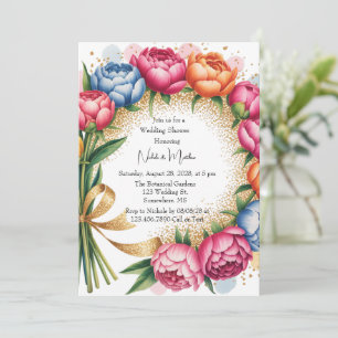Elegant Peony Bouquet Wedding Shower Invitation